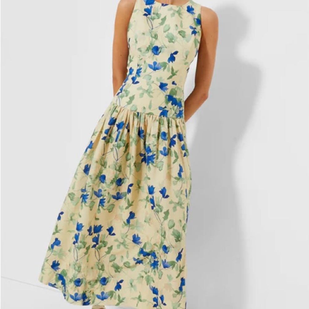Tuckernuck Blue and Yellow Halter Maxi Sundress Bellflower Blooms Ezra Dress M